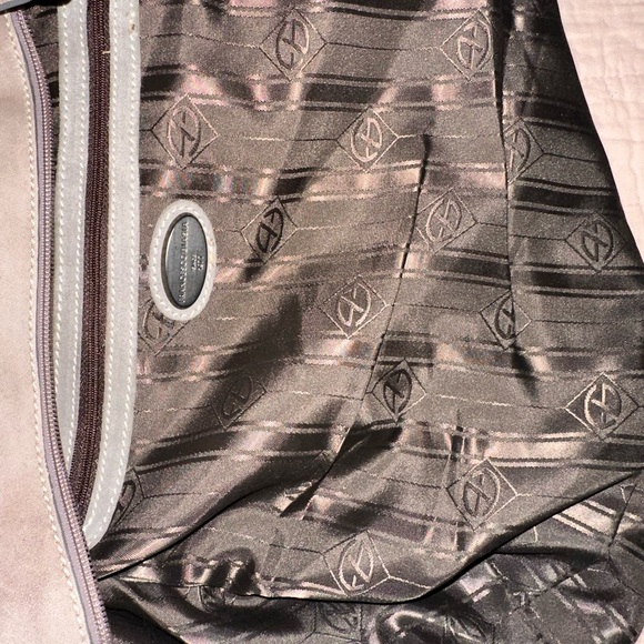 Designer Gray Structured Shoulder Bag with Metal Accents from Bloomingdale’s - Picture 6 of 16